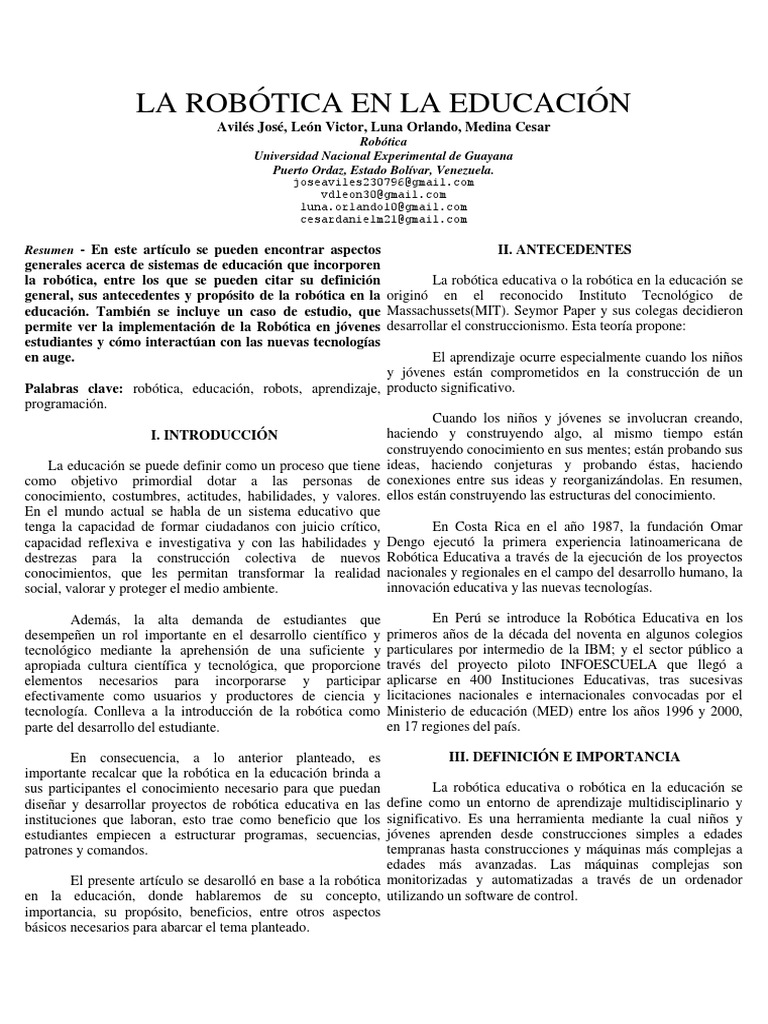 Robótica Educativa en la Formación Infantil | PDF | Ciencia cognitiva ...