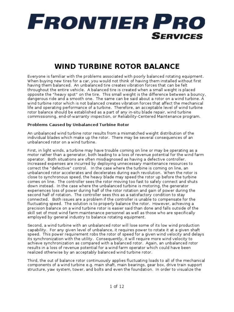 FPS Wind Turbine Rotor Balance Article PublishC | PDF | Turbine | Wind ...