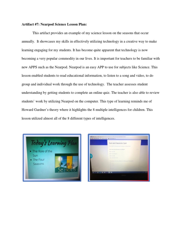Artifact 6 Nearpod Science Lesson Plan | PDF | Teachers | Question