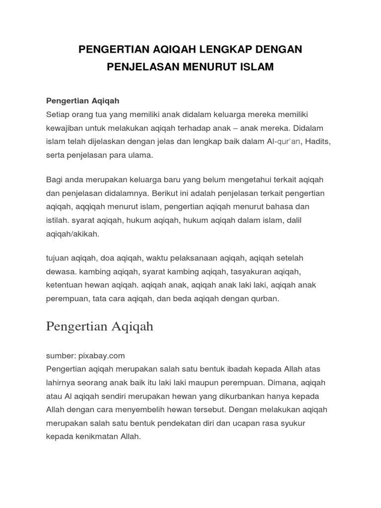 Pengertian Aqiqah Lengkap Dengan Penjelasan Menurut Islam