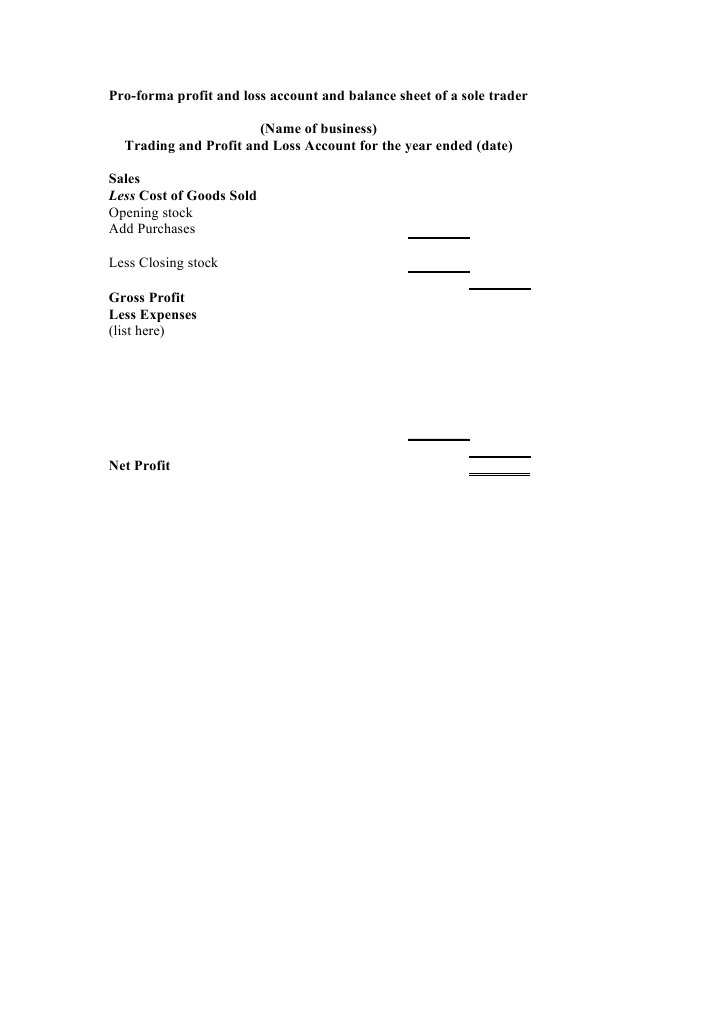ch03 Soletrader Proforma | PDF