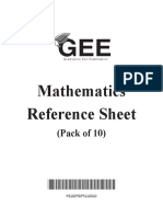 Mathematics Reference Sheet: (Pack of 10)