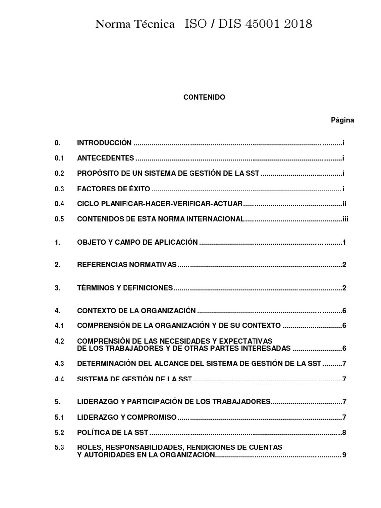 Norma ISO 45001: Gestión SST 2018 | PDF