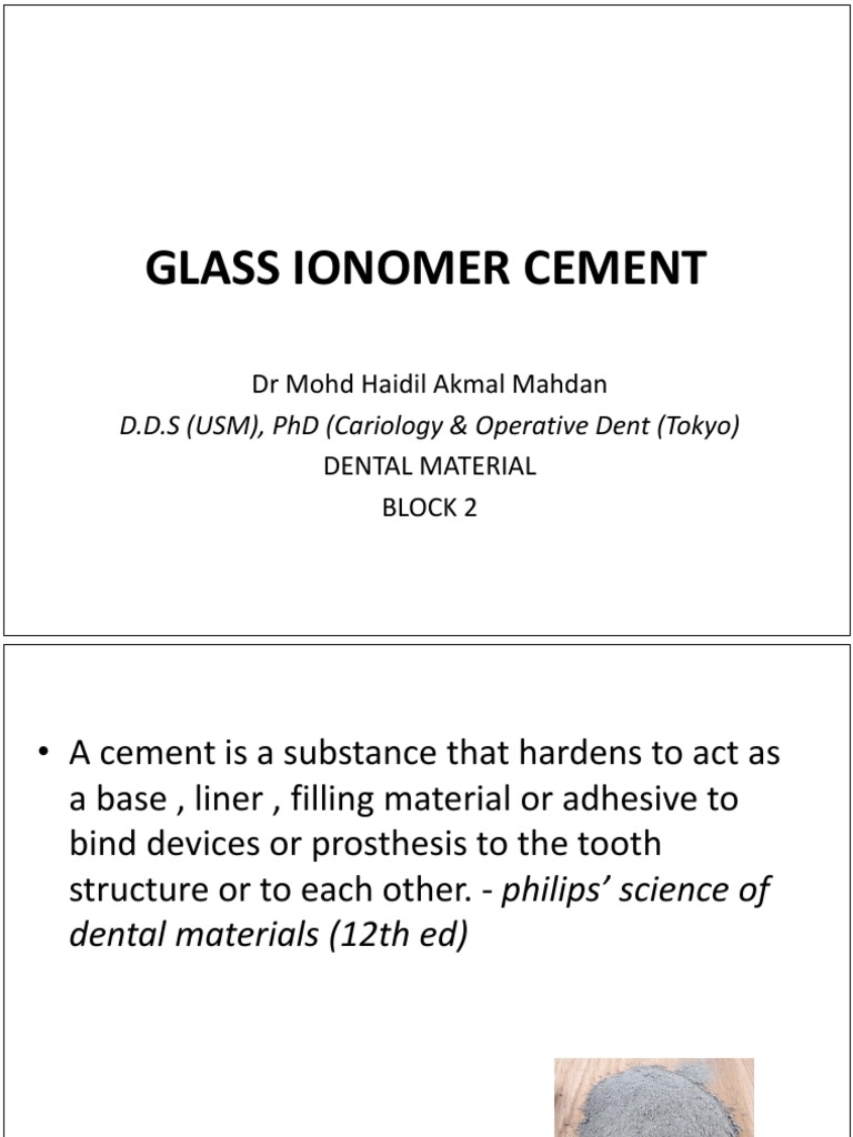 Glass Ionomer Cement PDF Dental Composite Glasses