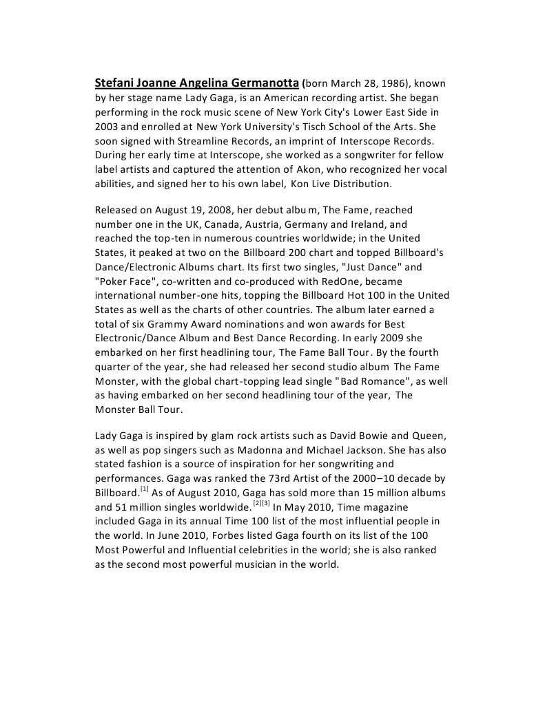 Stefani Joanne Angelina Germanotta | PDF