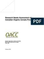 Research Needs Assessment of Canadian Organic Cereals Producers