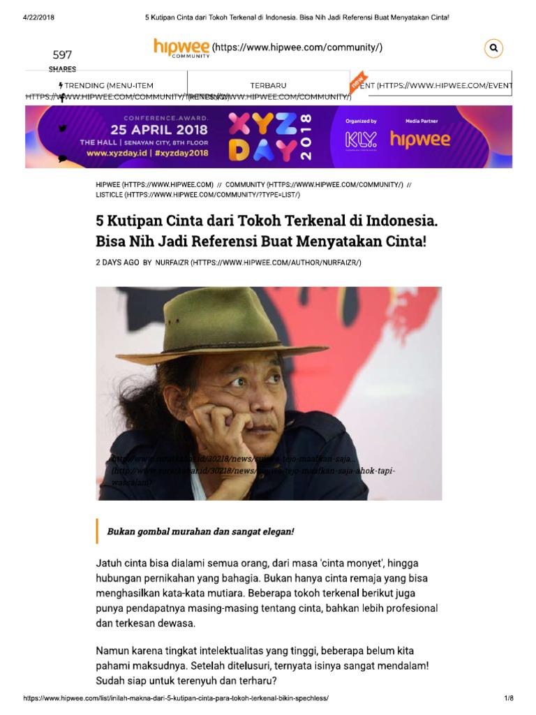 5 Kutipan Cinta Dari Tokoh Terkenal Di Jadi Referensi Buat Menyatakan Cinta