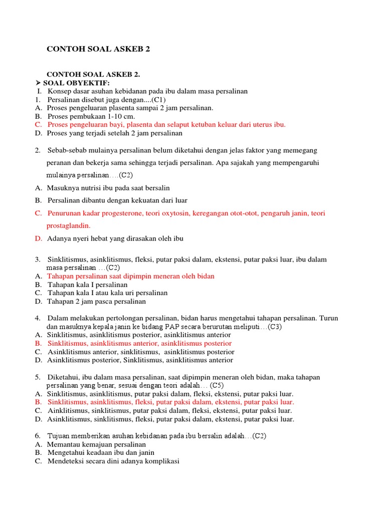 Contoh Soal Kasus Persalinan Beserta Jawabannya Contoh