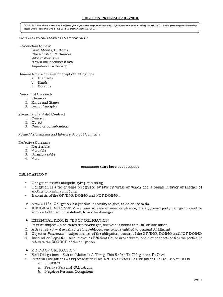 RFBT Reviewer: Obligations and Contracts | PDF | Offer And Acceptance ...