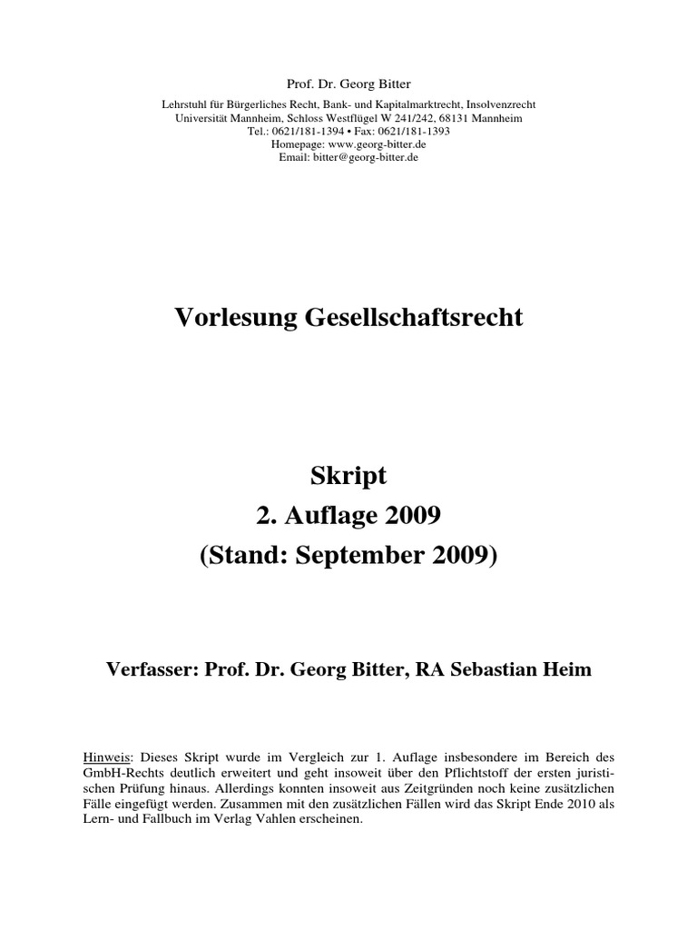 Vorlesung Gesellschaftsrecht - 