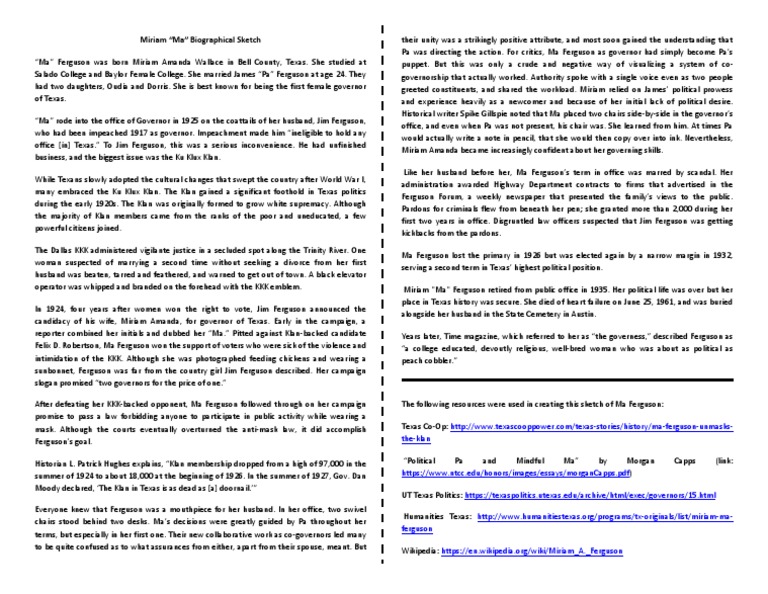 Lesson 23 Ma Ferguson Inb Ku Klux Klan Politics Of The United States