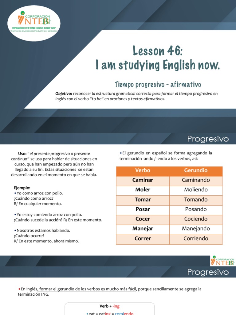 I Am Studying English Now | PDF | Verbo | Idioma en Inglés