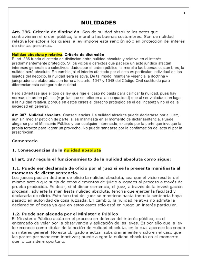 Nulidad Absoluta y Relativa | Descargar gratis PDF | Nulo (ley