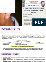 Clasificación Médico Legal de Lesiones y Defiguración de Rostro