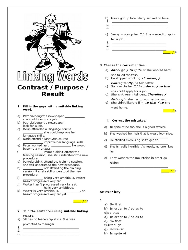 Linking Words Contrast Purpose and Result | PDF