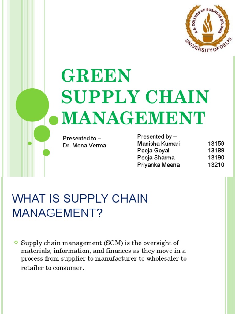 Green Supply Chain Management | PDF | Lean Manufacturing | Supply Chain ...