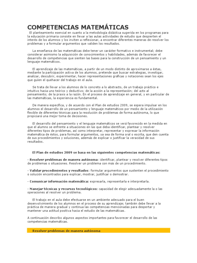 Desarrollo de Competencias Matemáticas | PDF | Enseñanza de matemática ...