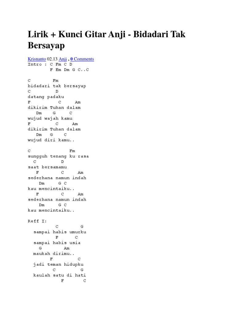 Lirik Bidadari Tak Bersayap Anji menunggu kamu ost jelita sejuba official music video lyrics. lirik bidadari tak bersayap