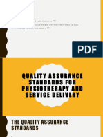 Quality Assurance Standards For Physiotherapy and Service Delivery