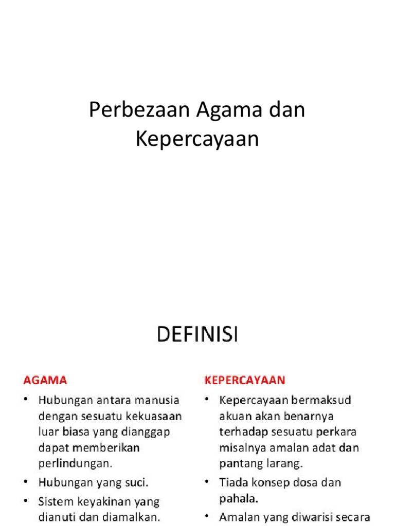 Perbezaan Antara Agama Dan Kepercayaan