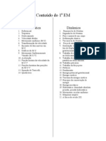 Conteúdo de Física sobre Cinemática e Dinâmica