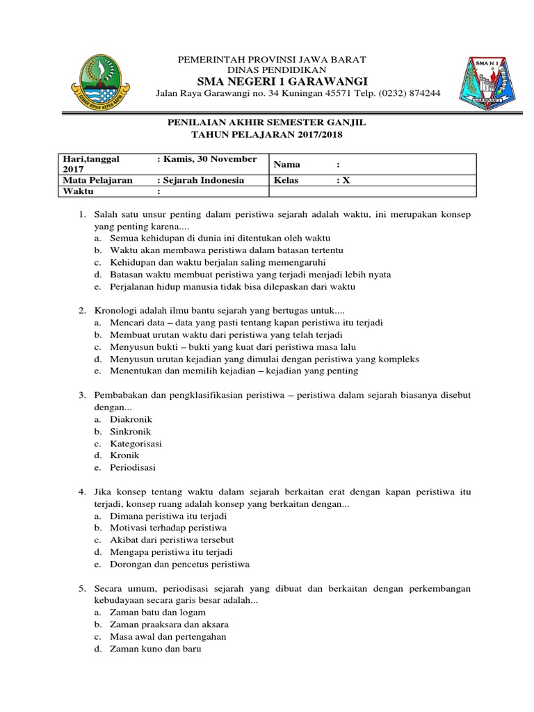 Soal Ulangan Umum X Pdf