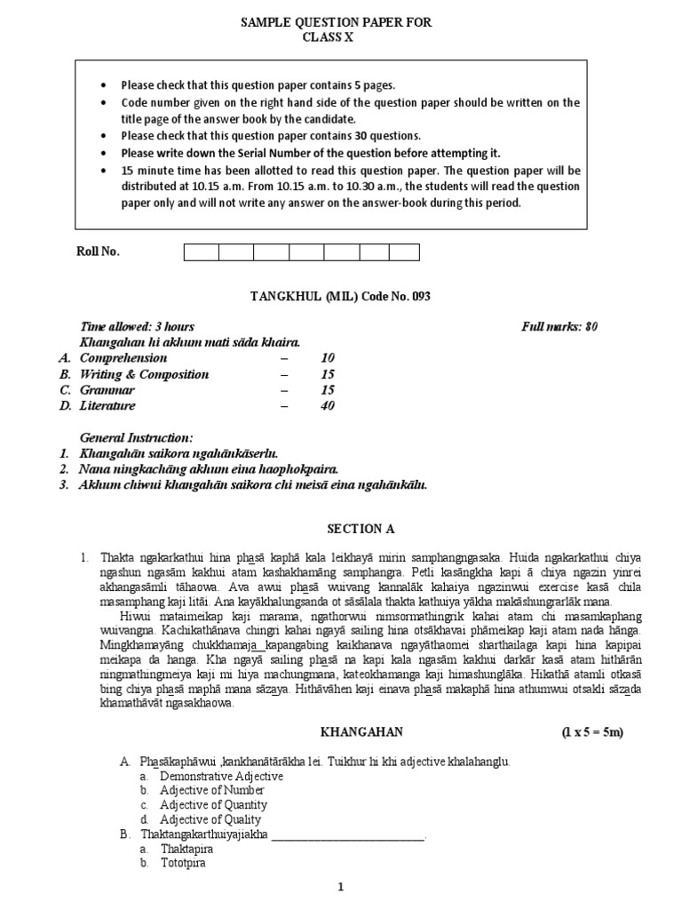 Tangkhul Language Paper | PDF