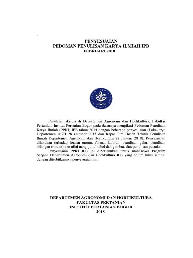 Edit Terbaru 2018 Penyesuaian Pedoman Penulisan Tugas Akhir Agh Greta
