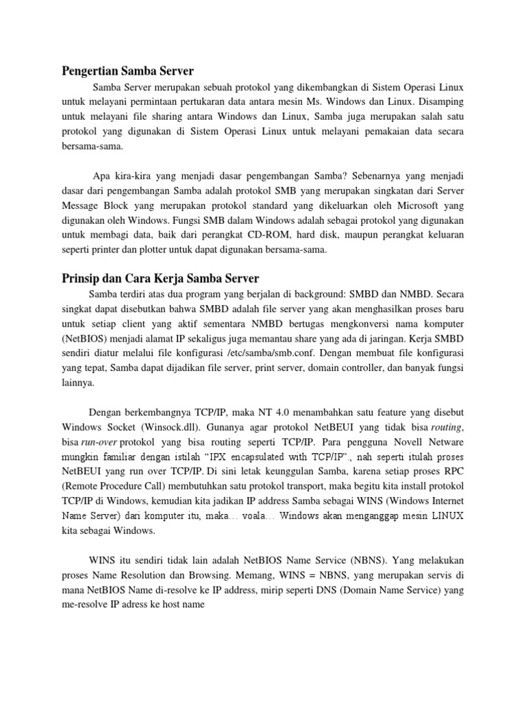 Pengertian dan Fungsi Samba Server | PDF | Komputer