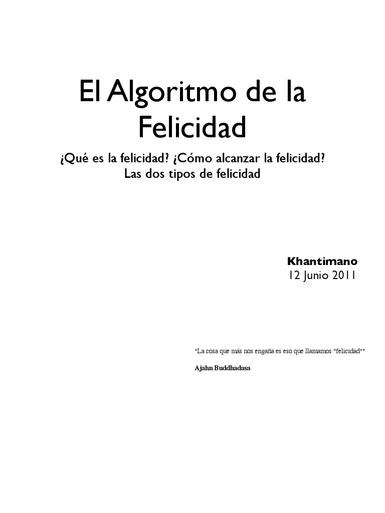 El Algoritmo de La Felicidad | PDF | Felicidad | Sufrimiento