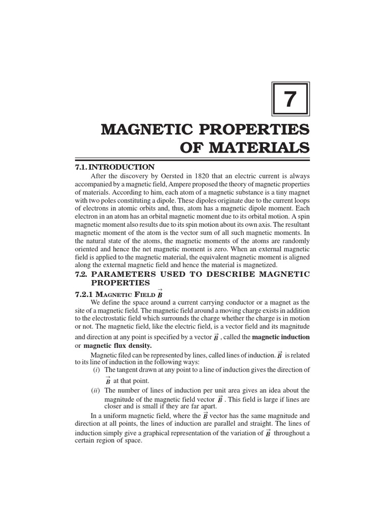 Magnetic Properties of Materials: Agnetic Ield | PDF | Magnetism ...
