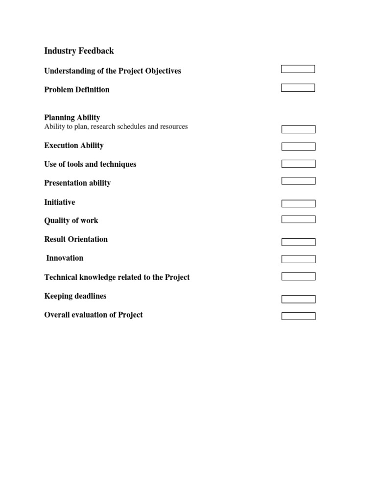 Industry Feedback: Ability To Plan, Research Schedules and Resources ...