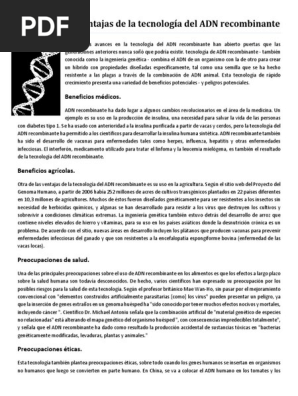 Adn Ventajas Y Desventajas De La Manipulacion Genetica