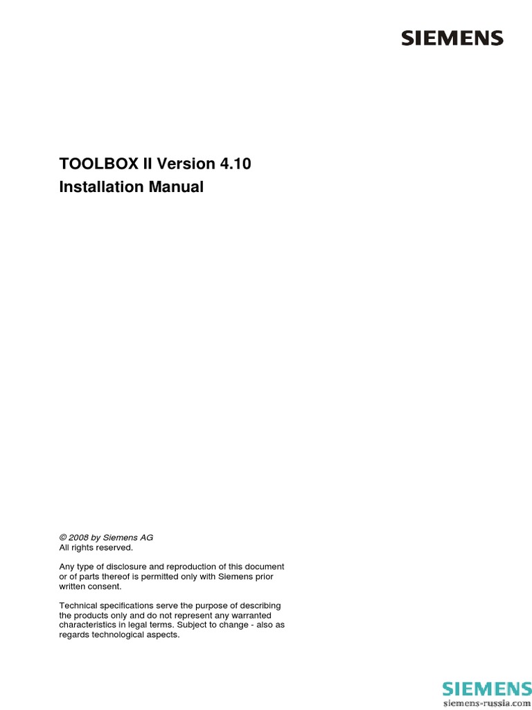 TOOLBOX II Version 4.10 Installation Manual: © 2008 by Siemens AG | PDF ...