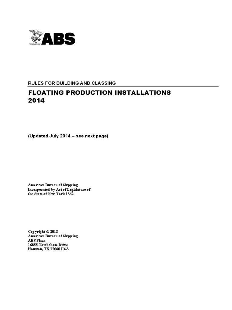 ABS FPSO Rules PDF | PDF | Industries | Water Transport