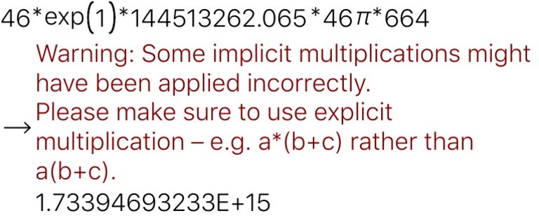 Implicit Multiplication Warning in Calculations | PDF