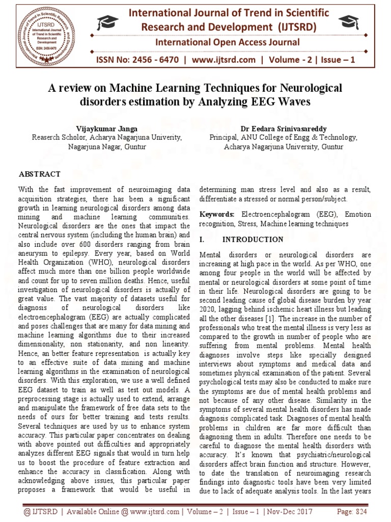 A Review On Machine Learning Techniques For Neurological Disorders ...