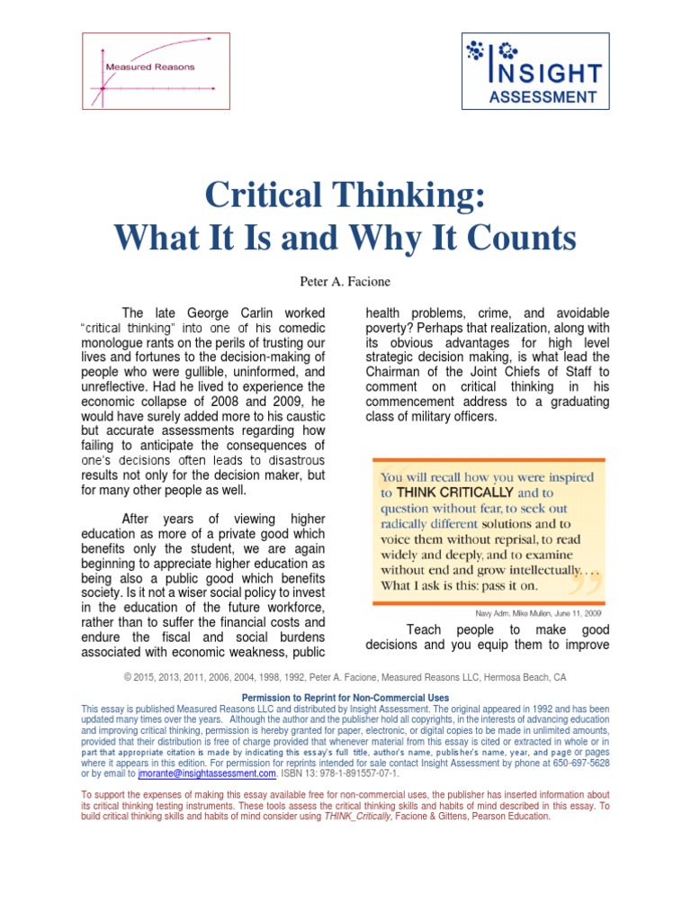 Critical Thinking PDF | PDF | Critical Thinking | Argument