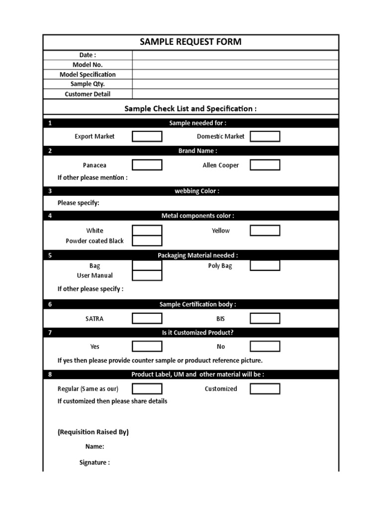 Sample Request Form | PDF