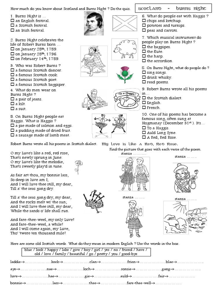 Burns Night Quiz and Poem PDF | PDF | Robert Burns | Scotland