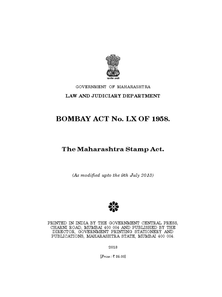 Bombay Stamp Act 1958 PDF Securities (Finance) Mortgage Loan