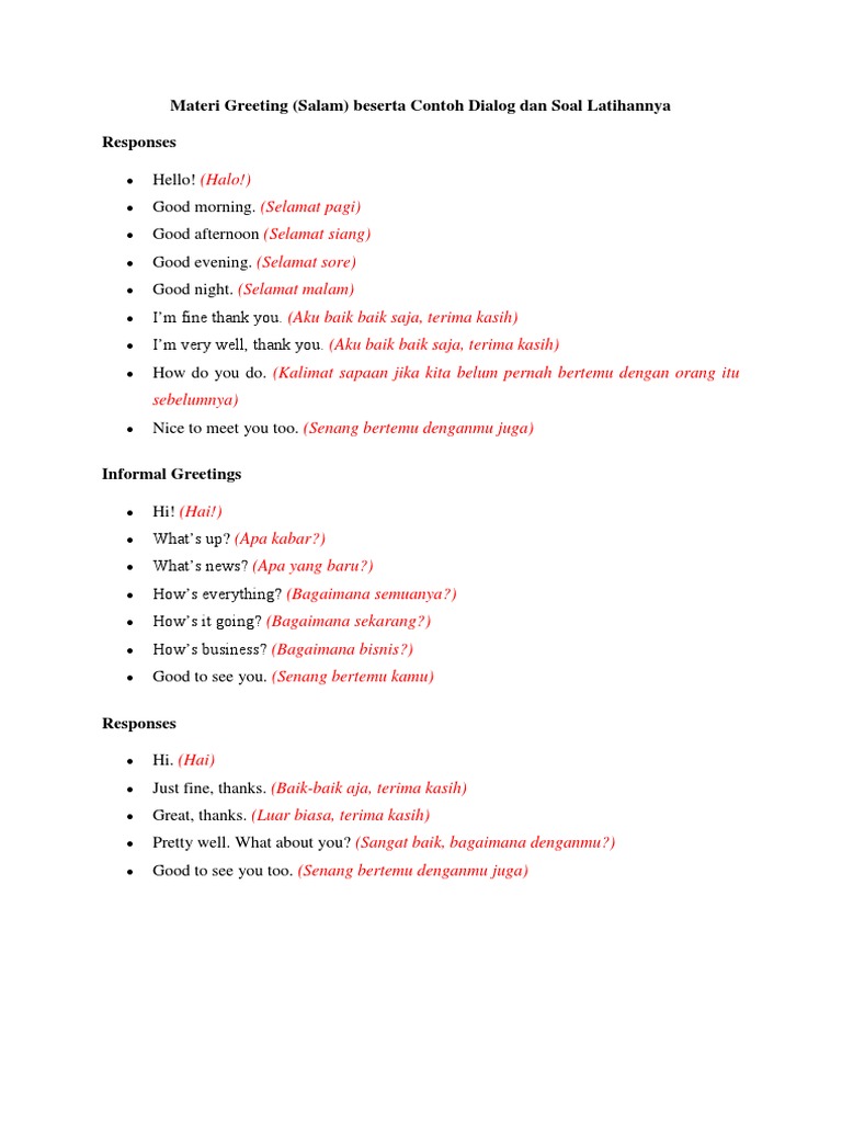Greeting And Parting Kelas 7 Smp Pdf