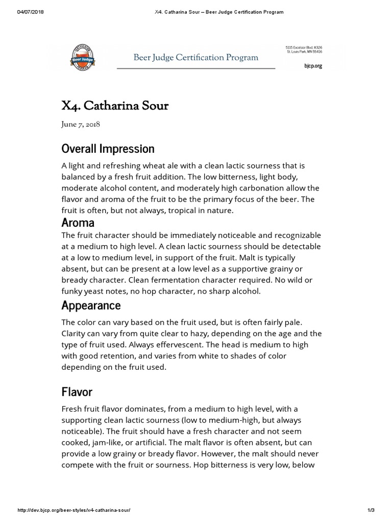 Catharina Sour Beer Judge Certification Program PDF PDF Beer