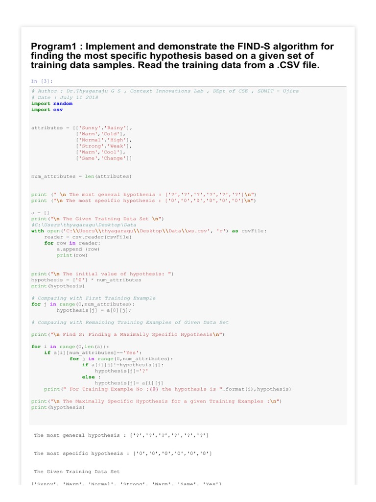 1 FIND+S+Algorithm | PDF | Computer Data | Computing