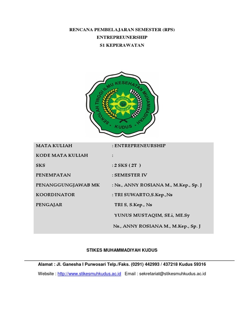 RPS Entrepreneurship Keperawatan | PDF