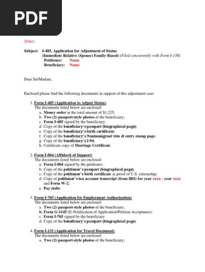 Sample I 485 Cover Letter Pdf