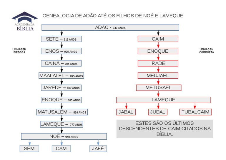 Genealogia de Adão até os filhos de Noé e Lameque