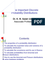 Some Important Discrete Probability Distributions: Dr. K. M. Salah Uddin