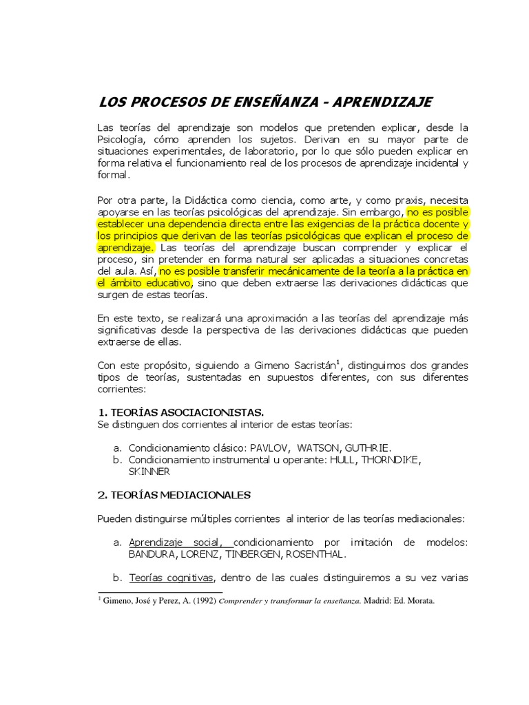 Teorías del Aprendizaje y Didáctica | PDF | Aprendizaje | Memoria