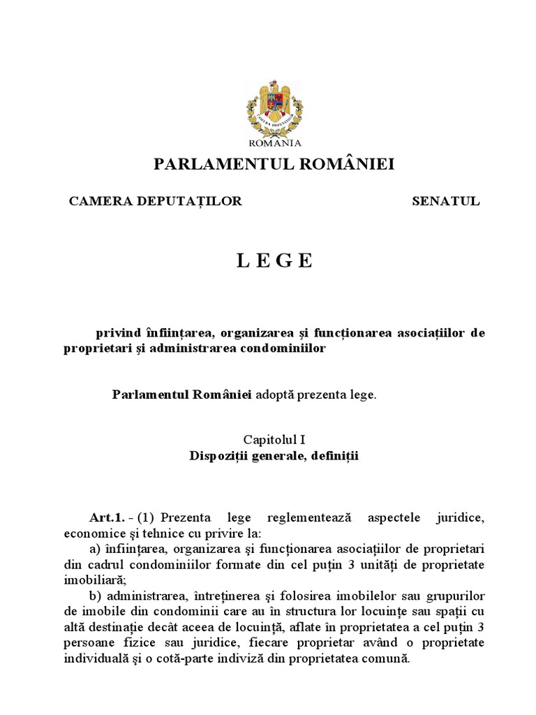 Lege Asociatii Proprietari